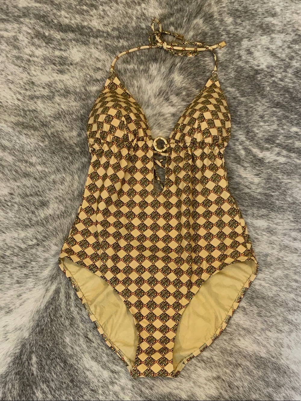Tory Burch Halter Swimsuit with Gold Ring